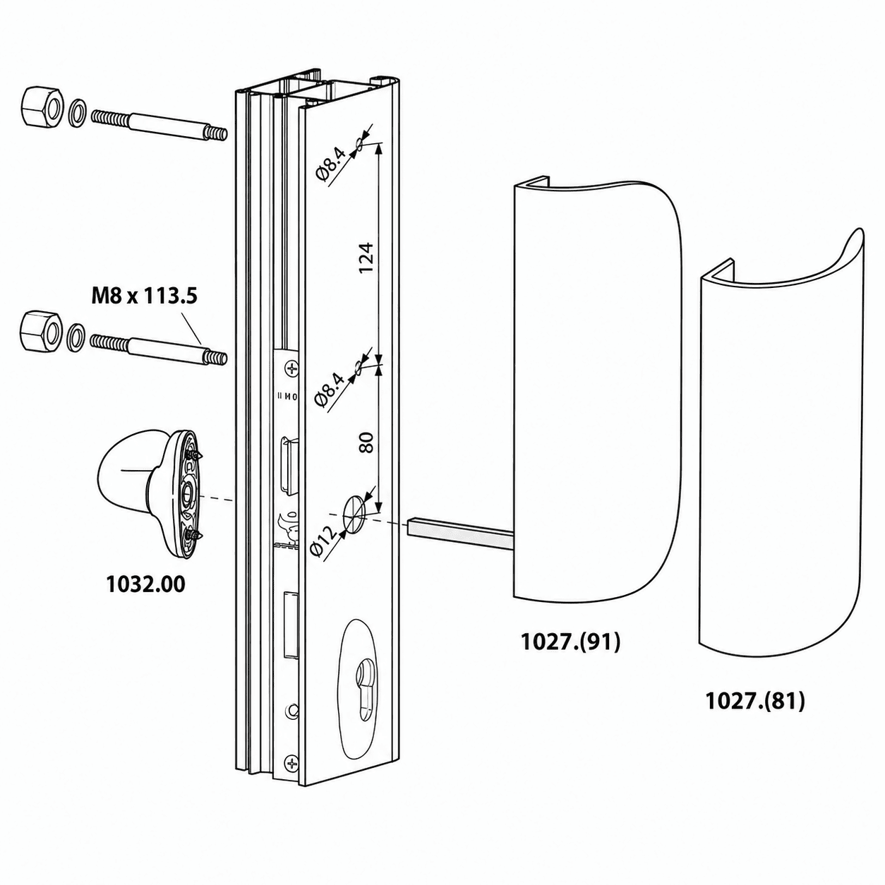 mâner aplicat pentru uși (model 1027.90 ) mâner aplicat pentru uși (model 1027.90 )