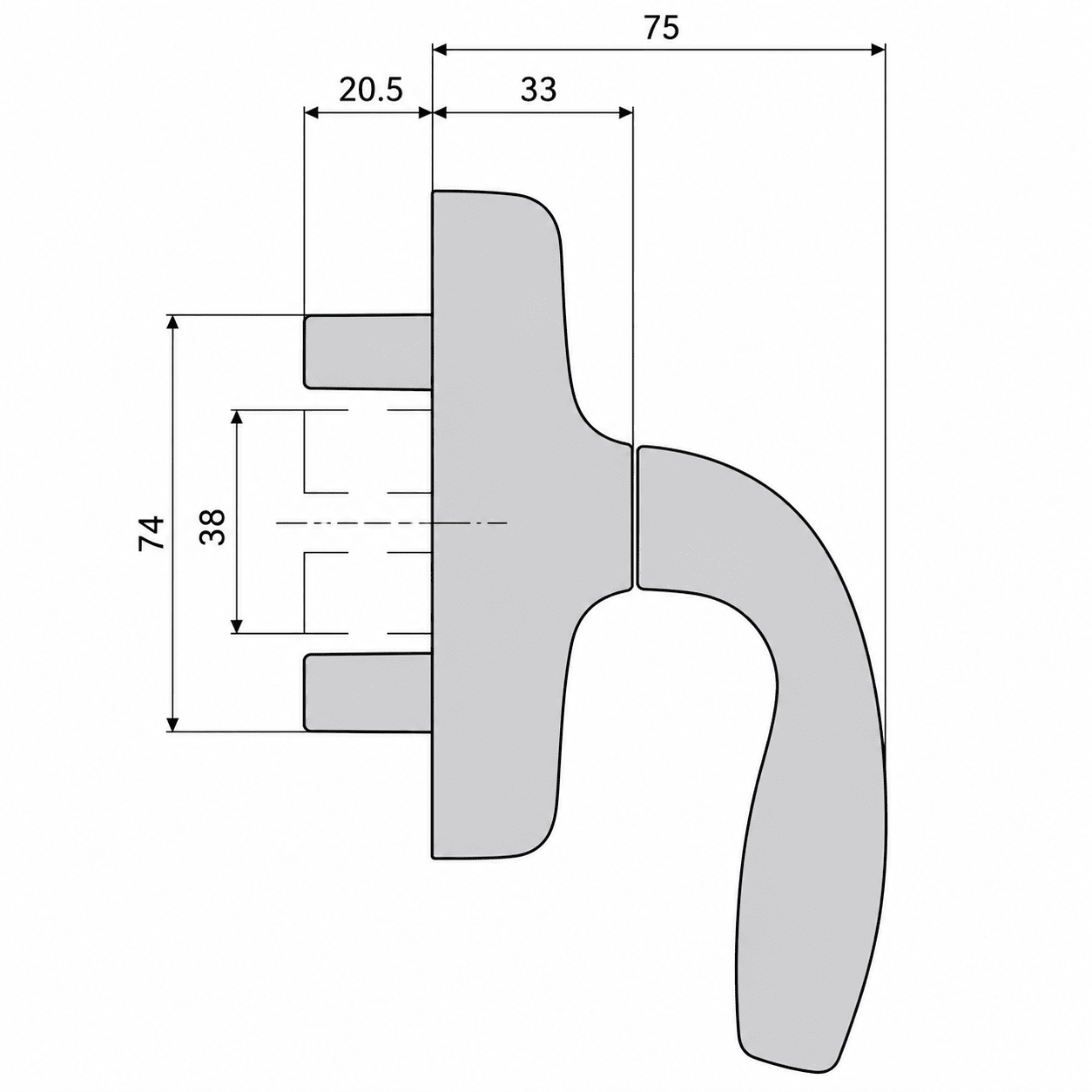 mâner pentru fereastră aluminiu – sistem oscilo batant ( model 1004 ) mâner pentru fereastră aluminiu – sistem oscilo batant ( model 1004 )