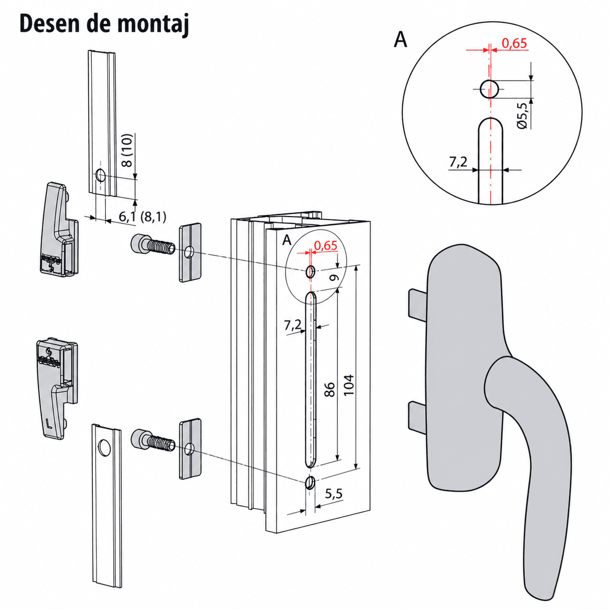 mâner pentru fereastră aluminiu – sistem oscilo batant ( model 1004 ) mâner pentru fereastră aluminiu – sistem oscilo batant ( model 1004 )