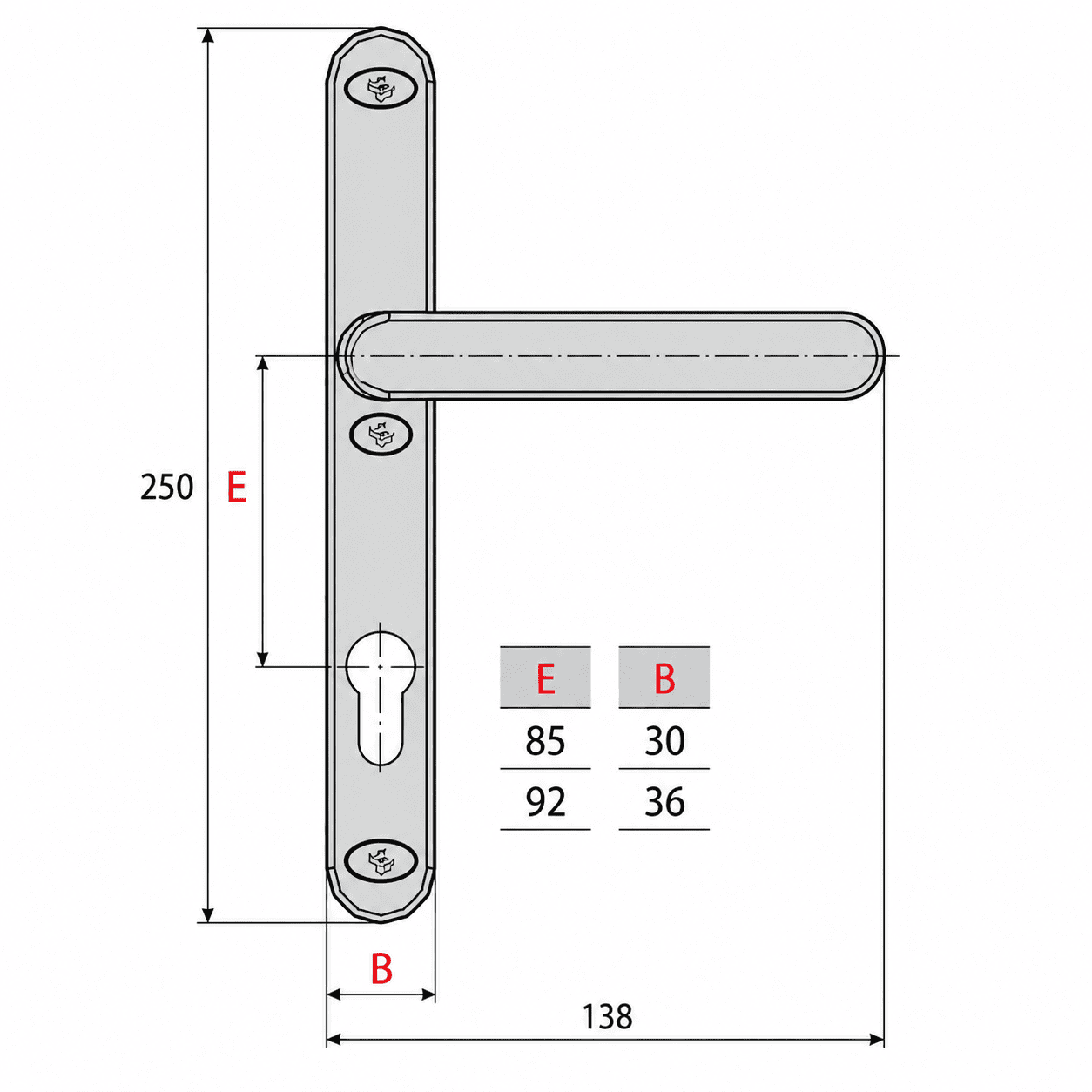mâner ușă ral din aluminiu – pentru uși pvc și aluminiu (model 1125) mâner ușă ral din aluminiu – pentru uși pvc și aluminiu (model 1125)