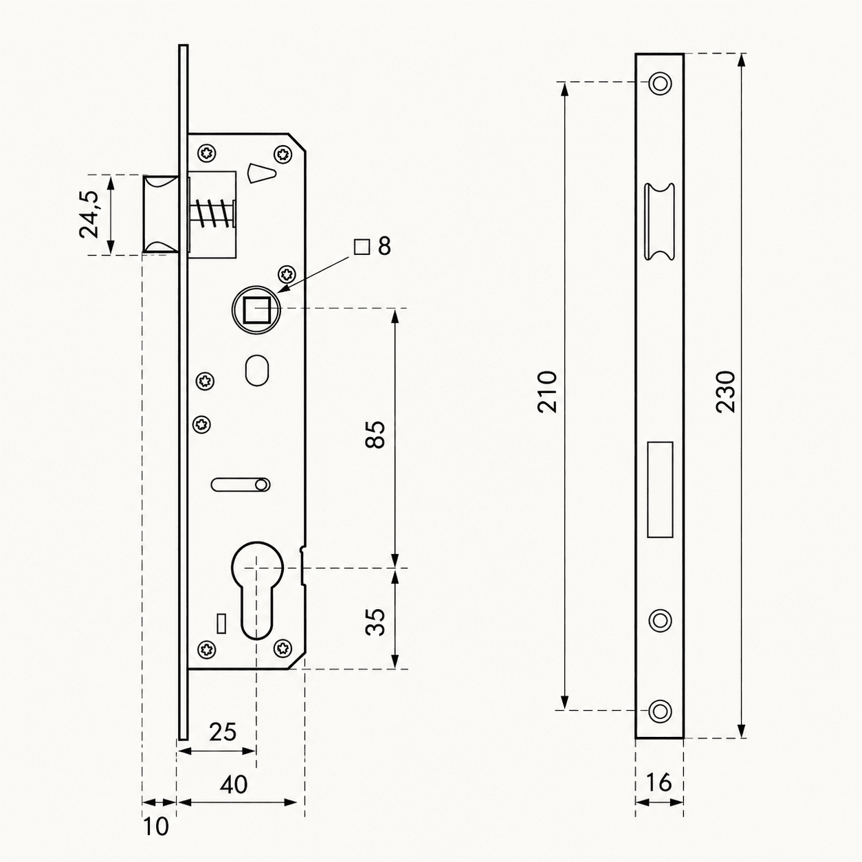 Încuietoare Îngropată pentru ușă pvc 25 x 85 mm pentru cilindru profil european Încuietoare Îngropată pentru ușă pvc 25 x 85 mm pentru cilindru profil european